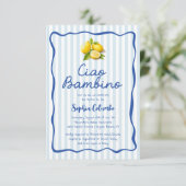 Cio Bambino Whimsical Italian Lemons Baby Dusche Einladung (Stehend Vorderseite)