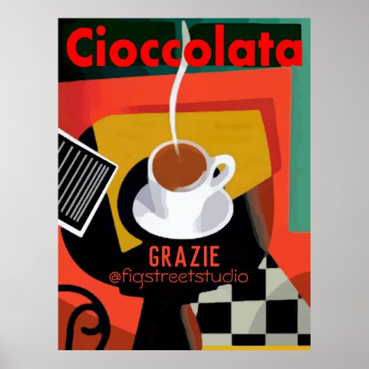 Cioccolata, italienische heiße Schokolade, Text be Poster (Vorne)