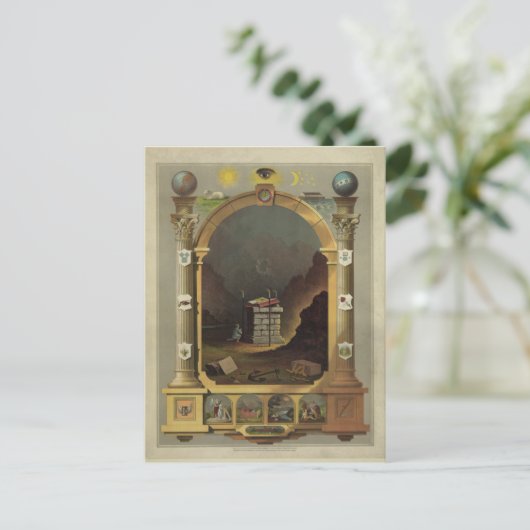 Circa 1872 Masonic Chart Lithografy Print Image Postkarte (Stehend Vorderseite)