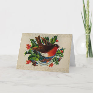 Circa 1900: A traditional Christmas robin Feiertagskarte