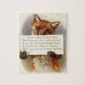 Circa 1900: Ein Fuchs hält ein Weihnachtsversum Puzzle (Vertikal)