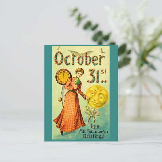 circa 1905 October 31 with Halloween Greetings Postkarte (Stehend Vorderseite)