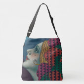 circa 1930 art deco woman tragetaschen mit langen trägern (Rückseite)