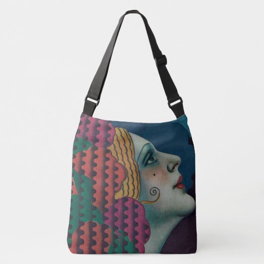 circa 1930 art deco woman tragetaschen mit langen trägern (Vorderseite)