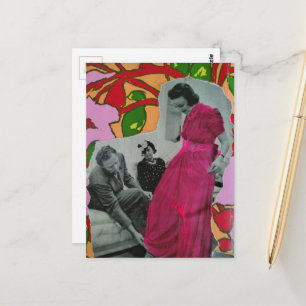 circa 1939 Pyjama-Modell Dame Mixed Media Collage Postkarte