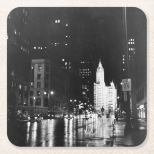 circa 1954: Eine Ansicht unten Michigan-Allee Rechteckiger Pappuntersetzer