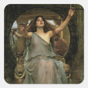 Circe bietet Ulysses den Becher an von JW Waterhou Quadratischer Aufkleber