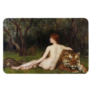 Circe (Frau, Tiger und Ozelot) (von John Collier) Magnet
