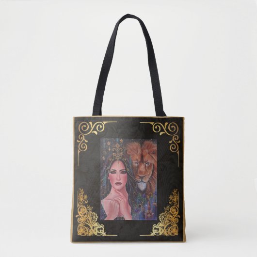 Circe mit Lion von Renee Lavoie Tasche (Vorderseite)