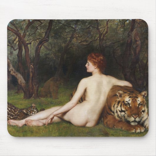 Circe (Woman and Big Wild Cats) (by John Collier) Mousepad (Vorne)