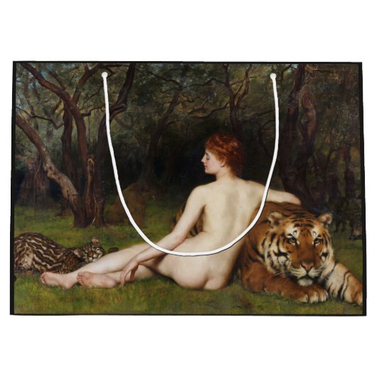 Circe (Woman and Dangerous Cats) (by John Collier) Große Geschenktüte (Vorderseite)