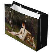 Circe (Woman and Dangerous Cats) (by John Collier) Große Geschenktüte (Vorderseite Schrägansicht)