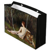 Circe (Woman and Dangerous Cats) (by John Collier) Große Geschenktüte (Rückseite Schrägansicht)
