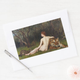 Circe (Woman With Wild Tiger) (by John Collier) Rechteckiger Aufkleber