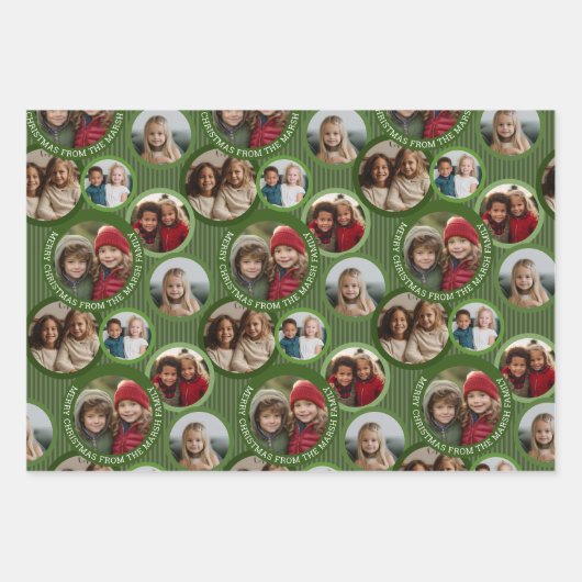 Circle 5 Photo - Merry Christmas Green and Red Geschenkpapier Set (Vorderseite)
