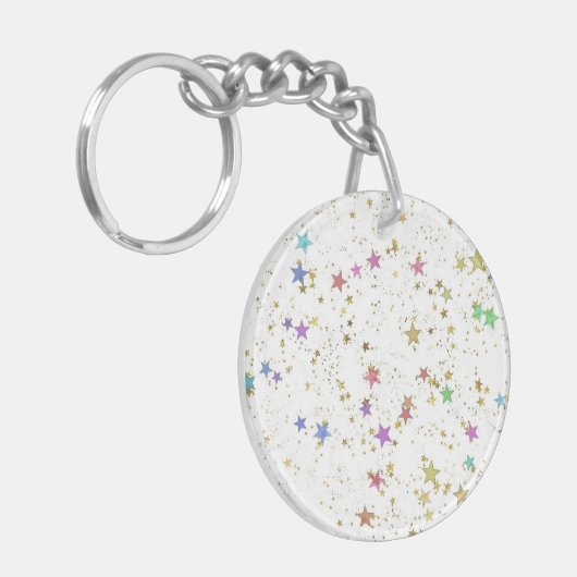 Circle Acrylic Star Gemusterter Schlüsselanhänger (Vorderseite links)