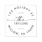 Circle Address - Moderne Script Family Holiday Car Permastempel (Design)