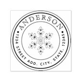 Circle Address of Christmas Snowflake Family Name Permastempel (Design)