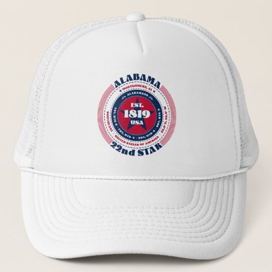 Circle Alabama Staat Patriotic Trucker Hat Truckerkappe (Vorderseite)