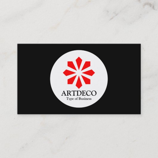 Circle - Art Deco - Rot und Schwarz Visitenkarte (Vorderseite)