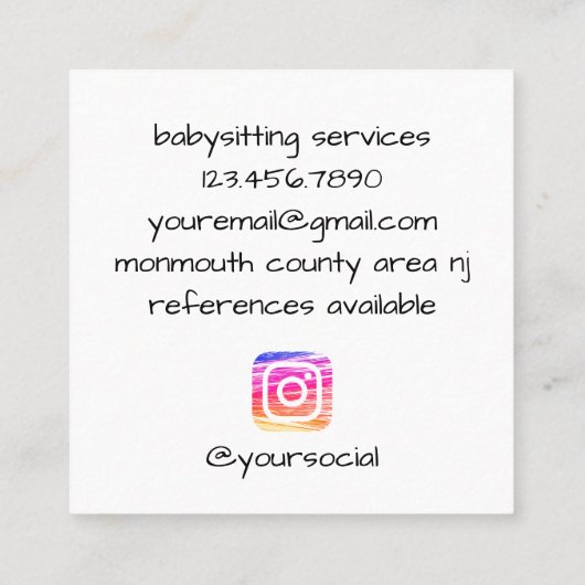 Circle Bekleidung Buttone Blau und Peach IG Babysi Quadratische Visitenkarte (Rückseite)