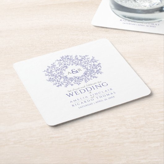 Circle Blatt zeichnend Mono Hochzeit sehr peri  Rechteckiger Pappuntersetzer (angewinkelt)