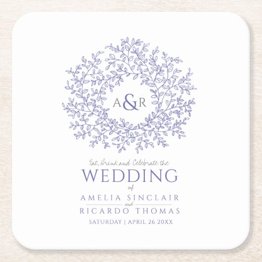 Circle Blatt zeichnend Mono Hochzeit sehr peri  Rechteckiger Pappuntersetzer (Vorderseite)