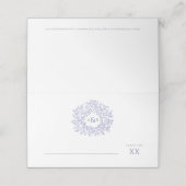 Circle blaue lila Blätter gezeichnet Hochzeit Platzkarte (Außenseite Aufgefaltet)