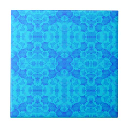 Circle Blobs Ocean Blue Water Tones Fliese (Vorderseite)