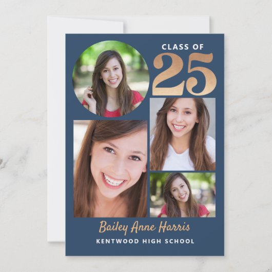 Circle Blue Class of 2025 Printable Einladung (Vorderseite)