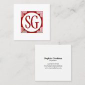 Circle Box - Initialen - Ruby Red Quadratische Visitenkarte (Vorne/Hinten)