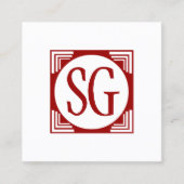 Circle Box - Initialen - Ruby Red Quadratische Visitenkarte (Vorderseite)