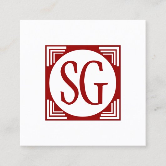 Circle Box - Initialen - Ruby Red Quadratische Visitenkarte (Vorderseite)
