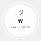Circle Classic Bars Double Monogram Modern Wedding Runder Aufkleber (Vorderseite)