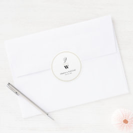 Circle Classic Bars Double Monogram Modern Wedding Runder Aufkleber