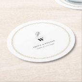 Circle Classic Bars Double Monogram Modern Wedding Runder Pappuntersetzer (Angewinkelt)