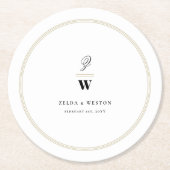 Circle Classic Bars Double Monogram Modern Wedding Runder Pappuntersetzer (Vorderseite)