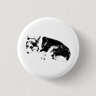 Circle Corgi, kühner Blick Button