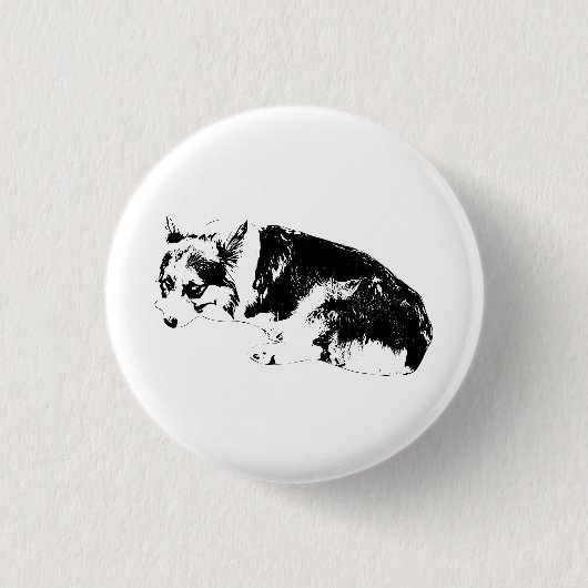 Circle Corgi, kühner Blick Button (Vorderseite)