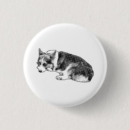 Circle Corgi, weicher Blick Button (Vorderseite)