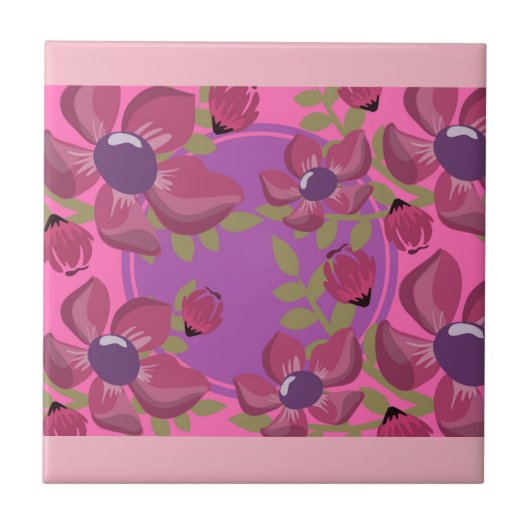 Circle Dot Florah Tile Design Fliese (Vorderseite)