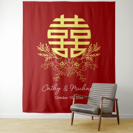 Circle Double glücklich Blume Hochzeitskugel Wandteppich (Beispiel)