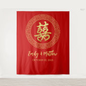 Circle Double glücklich Chinesische Hochzeitskugel Wandteppich (Vorderseite)