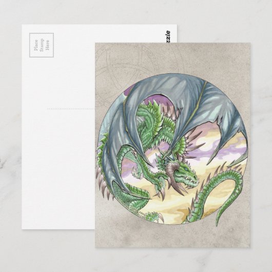 Circle Dragon - Green Postkarte (Vorne/Hinten)