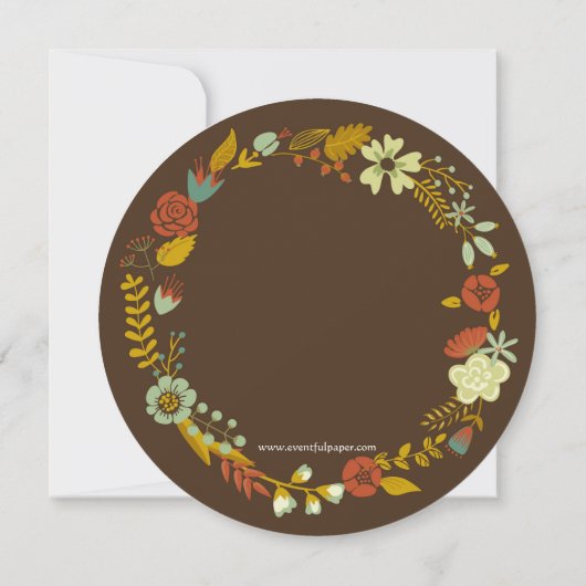 Circle Fall Wreath Design - Couple's Shower Invite Einladung (Rückseite)