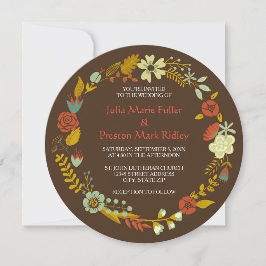 Circle Fall Wreath Design - Einladung zur Hochzeit (Vorderseite)