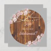 Circle Floral Light Strings Hölzerhaupteppichkarte Einladung (Vorne/Hinten)