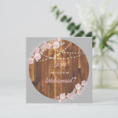 Circle Floral Light Strings Hölzerhaupteppichkarte Einladung (Stehend Vorderseite)