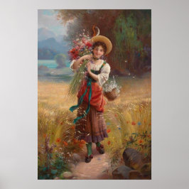 Circle Flower Girl von Hans Zatzka - Poster
