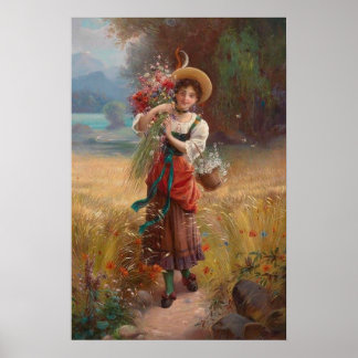 Circle Flower Girl von Hans Zatzka - Poster
